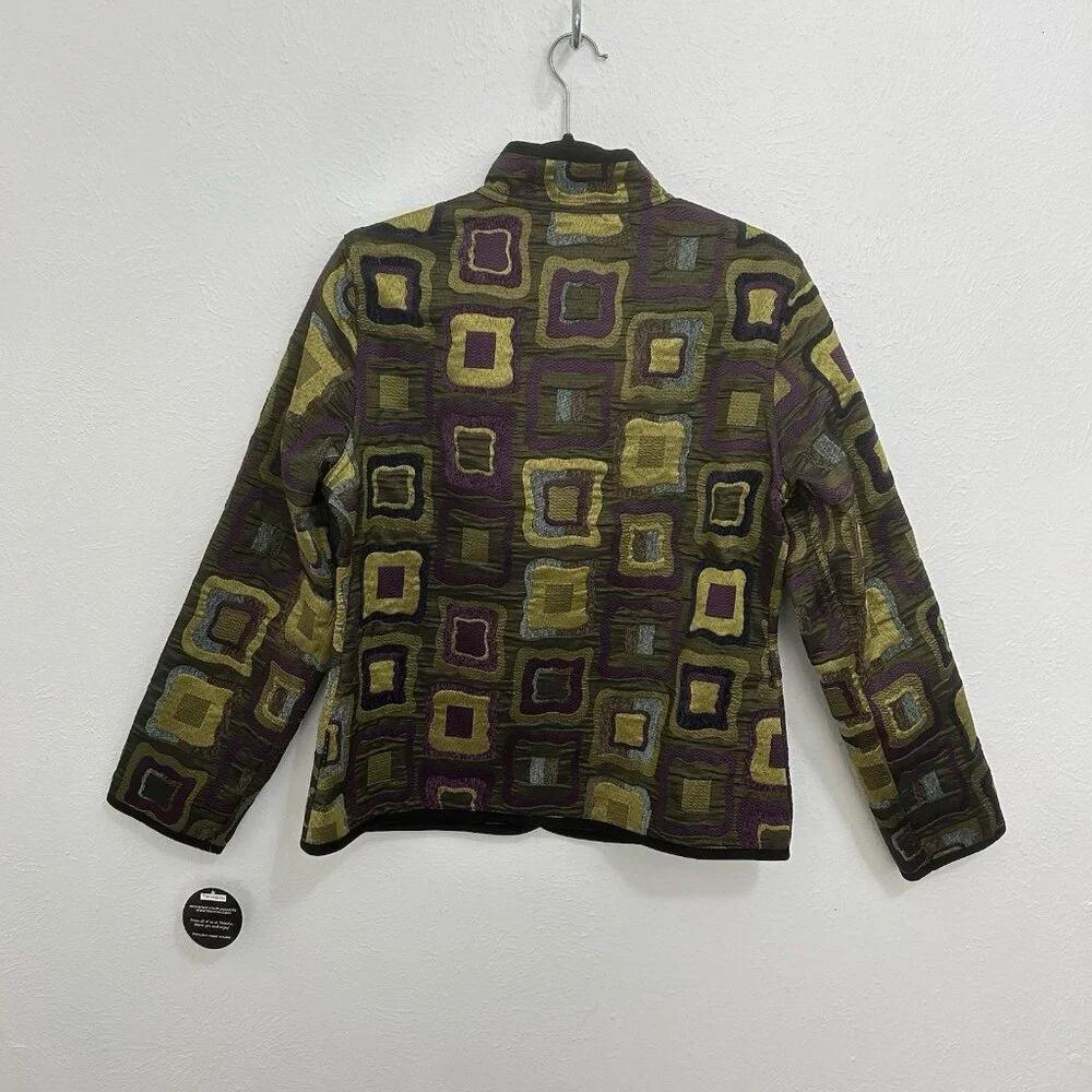 Trimdin Classic Symphony Jewel Artisan JacketColorful Sz M Reversible Mid Length